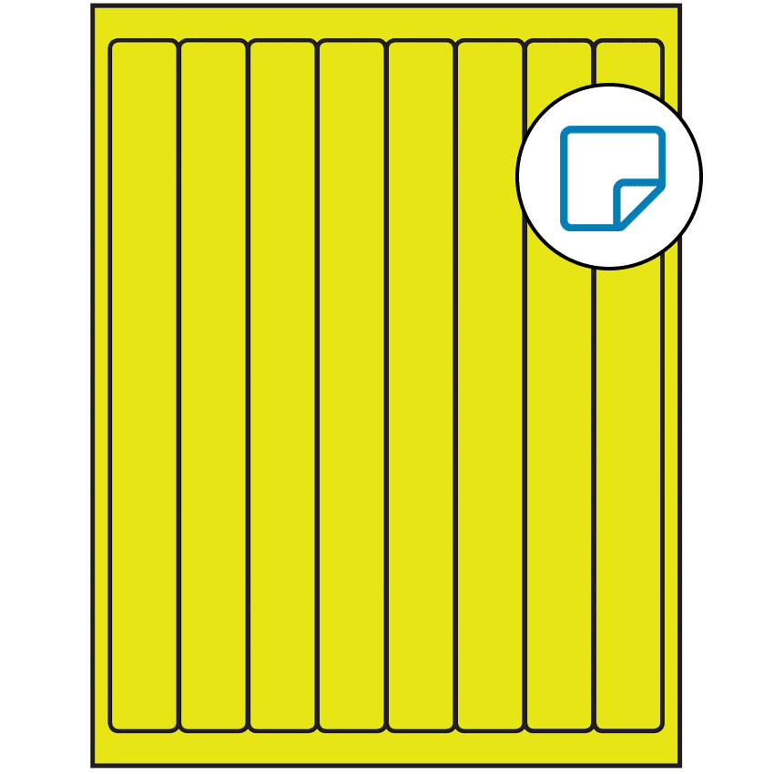 1" x 10" Fluorescent Yellow Rectangular Sheet Labels - Removable Adhesive