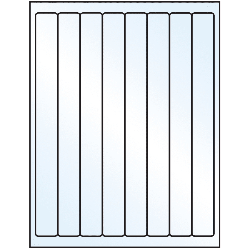 1" x 10" White Mid Gloss Rectangular Sheet Labels