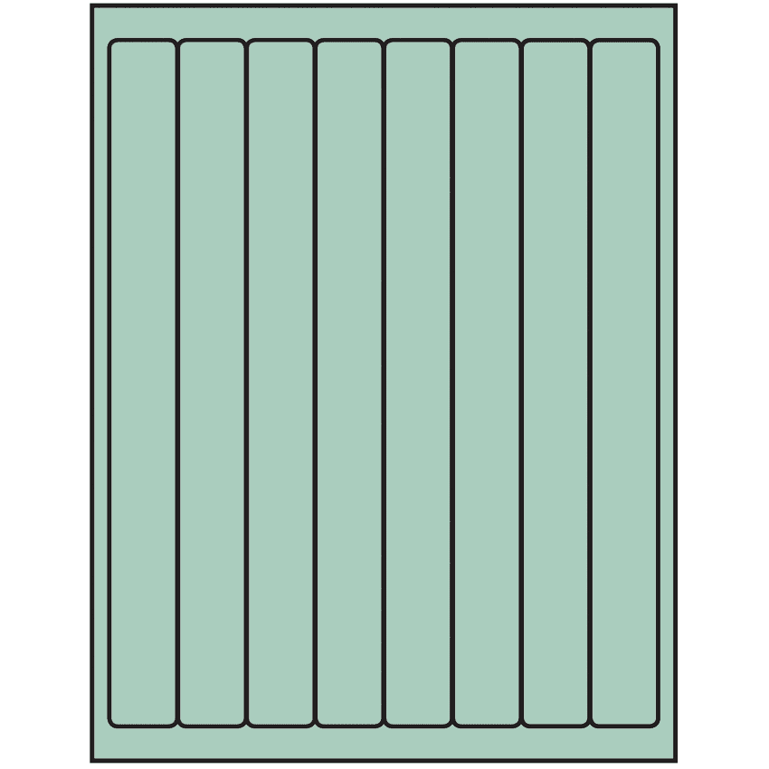 1" x 10" Pastel Green Rectangular Sheet Labels