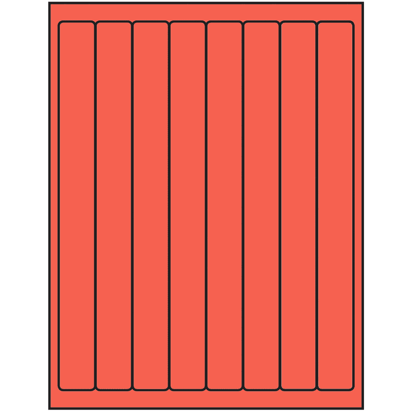 1" x 10" Red Rectangular Sheet Labels