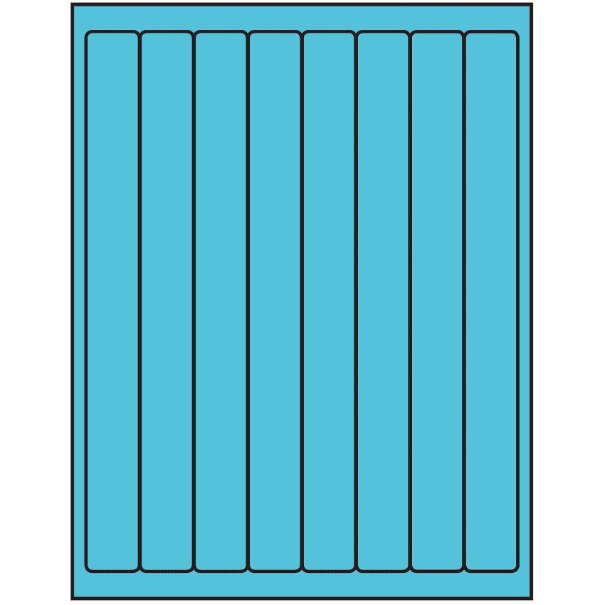 1" x 10" Turquoise Rectangular Sheet Labels