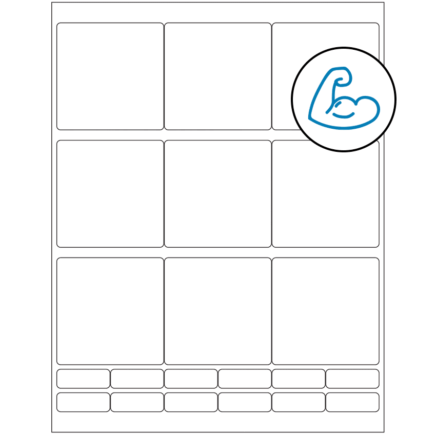 2.75" x 2.75" White Rectangular Sheet Labels - Ultra Aggressive Adhesive