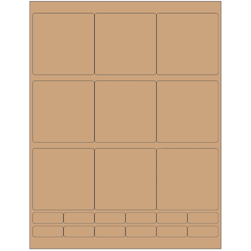 2.75" x 2.75" Brown Kraft Rectangular Sheet Labels