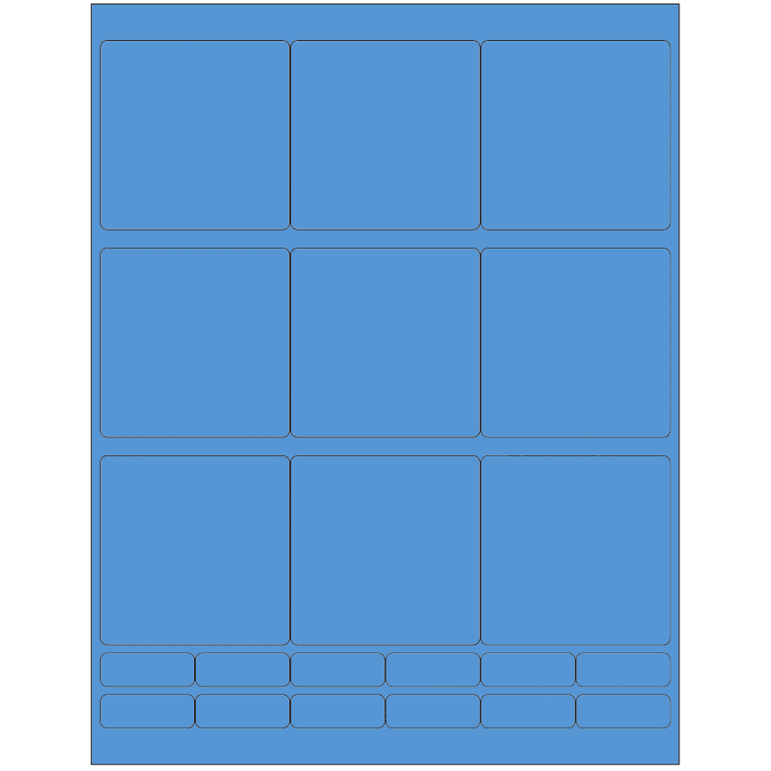 2.75" x 2.75" Fluorescent Blue Rectangular Sheet Labels