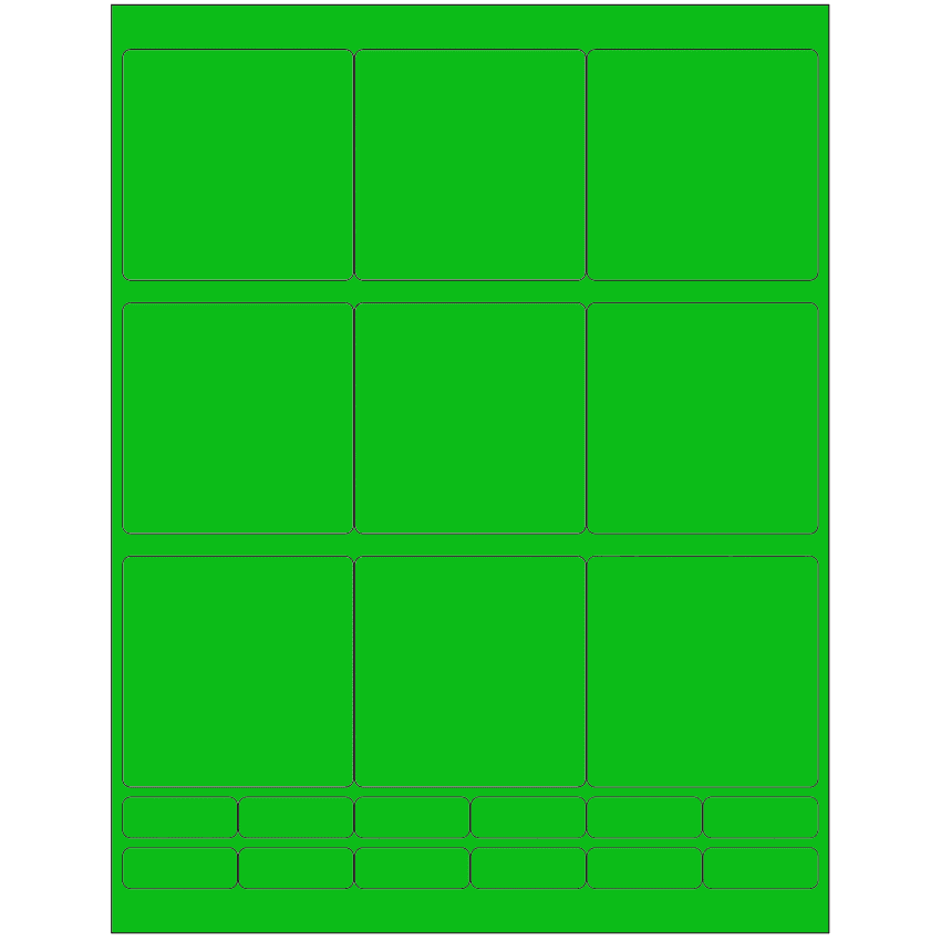 2.75" x 2.75" Fluorescent Green Rectangular Sheet Labels