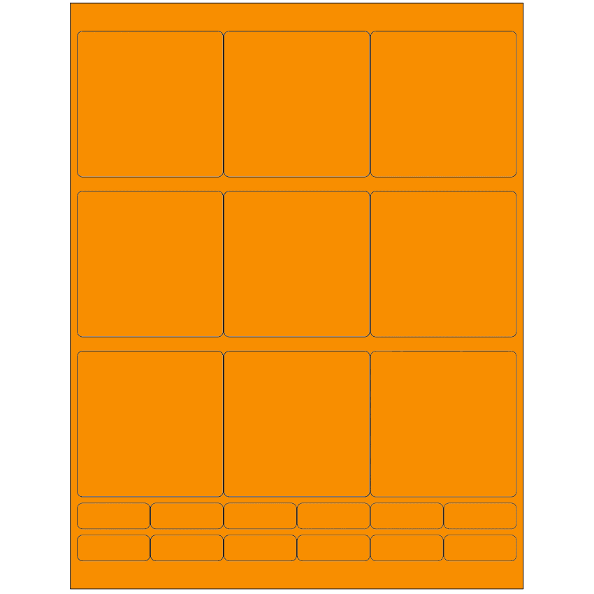 2.75" x 2.75" Fluorescent Orange Rectangular Sheet Labels