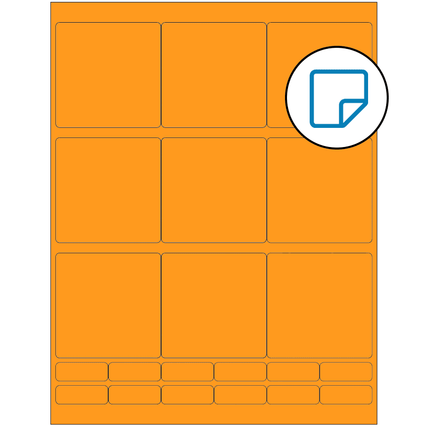 2.75" x 2.75" Fluorescent Orange Rectangular Sheet Labels - Removable Adhesive