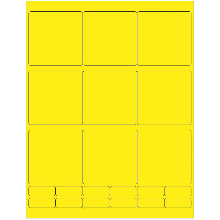 2.75" x 2.75" Fluorescent Yellow Rectangular Sheet Labels