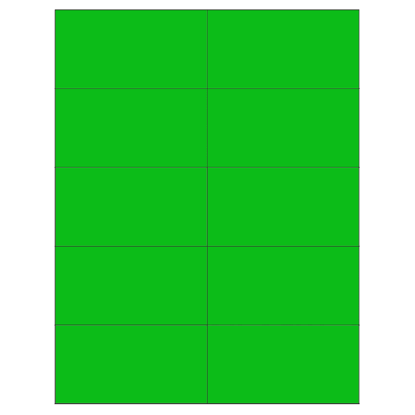 4.25" x 2.2" Fluorescent Green Rectangular Sheet Labels