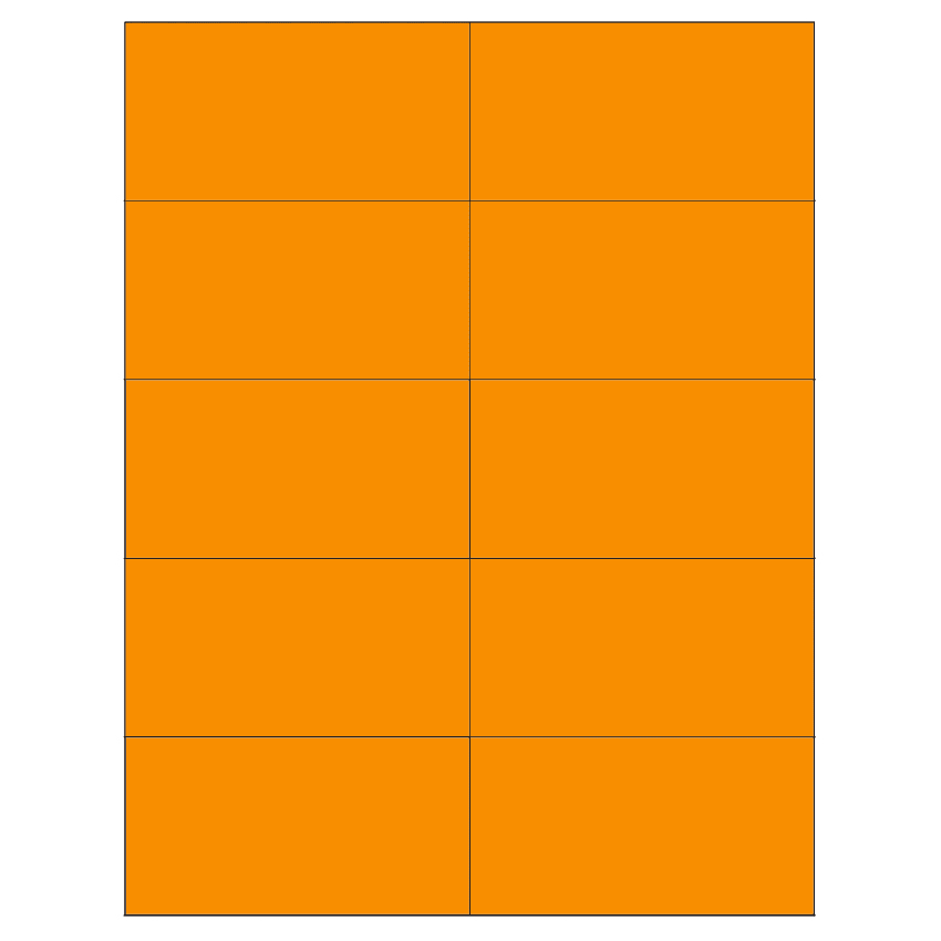 4.25" x 2.2" Fluorescent Orange Rectangular Sheet Labels