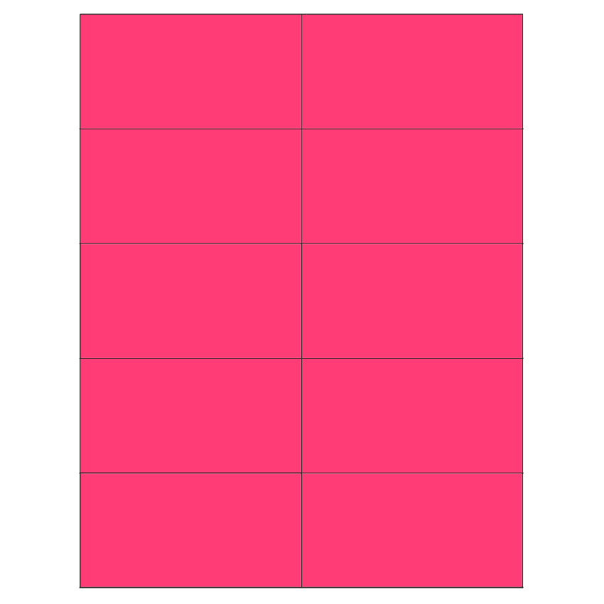 4.25" x 2.2" Fluorescent Pink Rectangular Sheet Labels