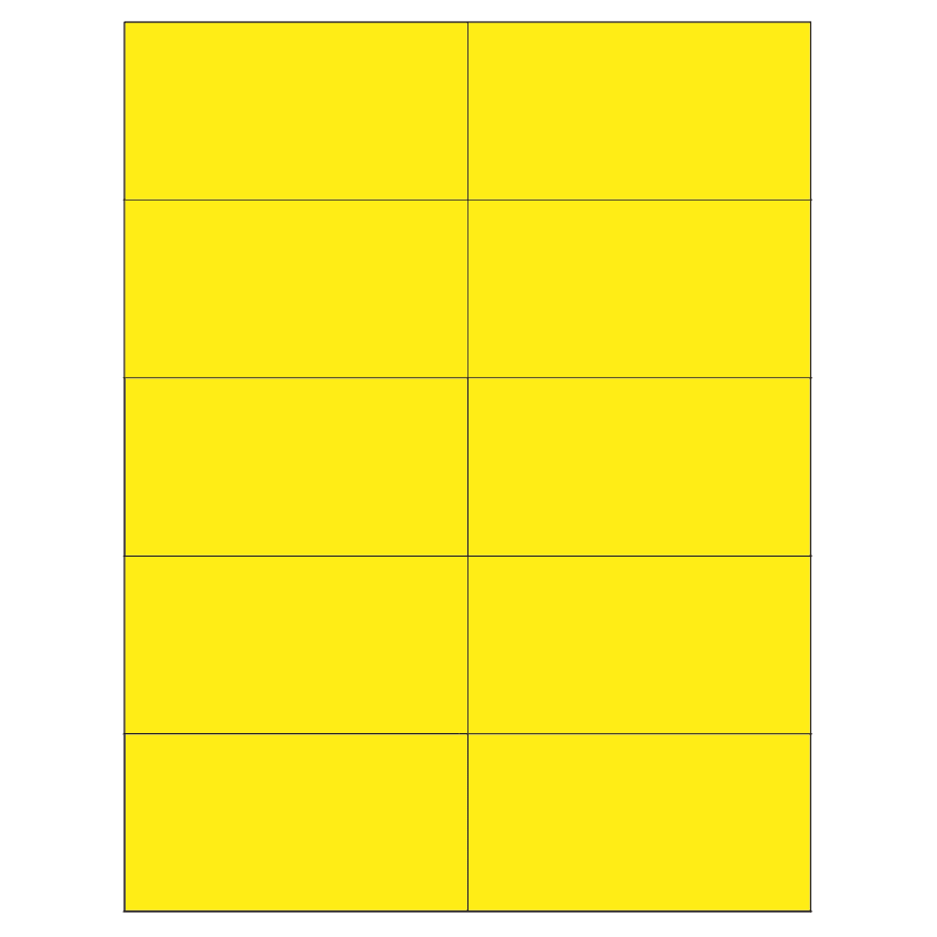 4.25" x 2.2" Fluorescent Yellow Rectangular Sheet Labels