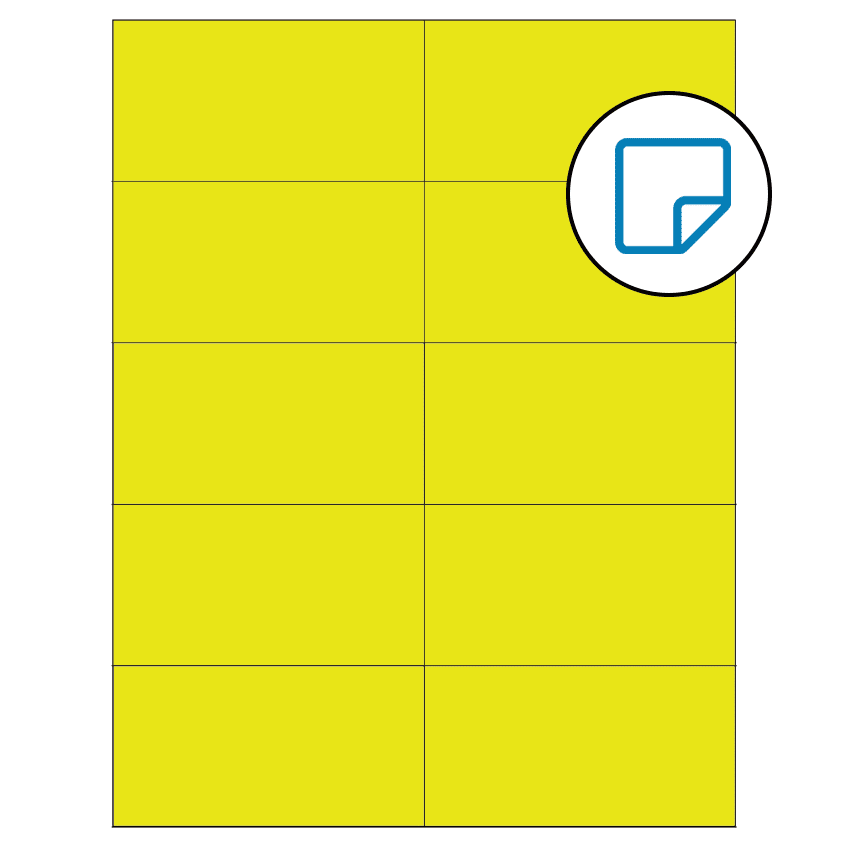 4.25" x 2.2" Fluorescent Yellow Rectangular Sheet Labels - Removable Adhesive