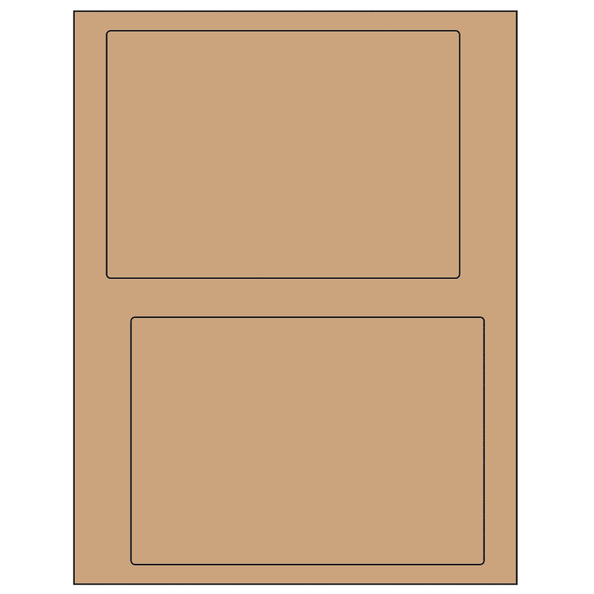 6.78" x 4.75" Brown Kraft Rectangular Sheet Labels