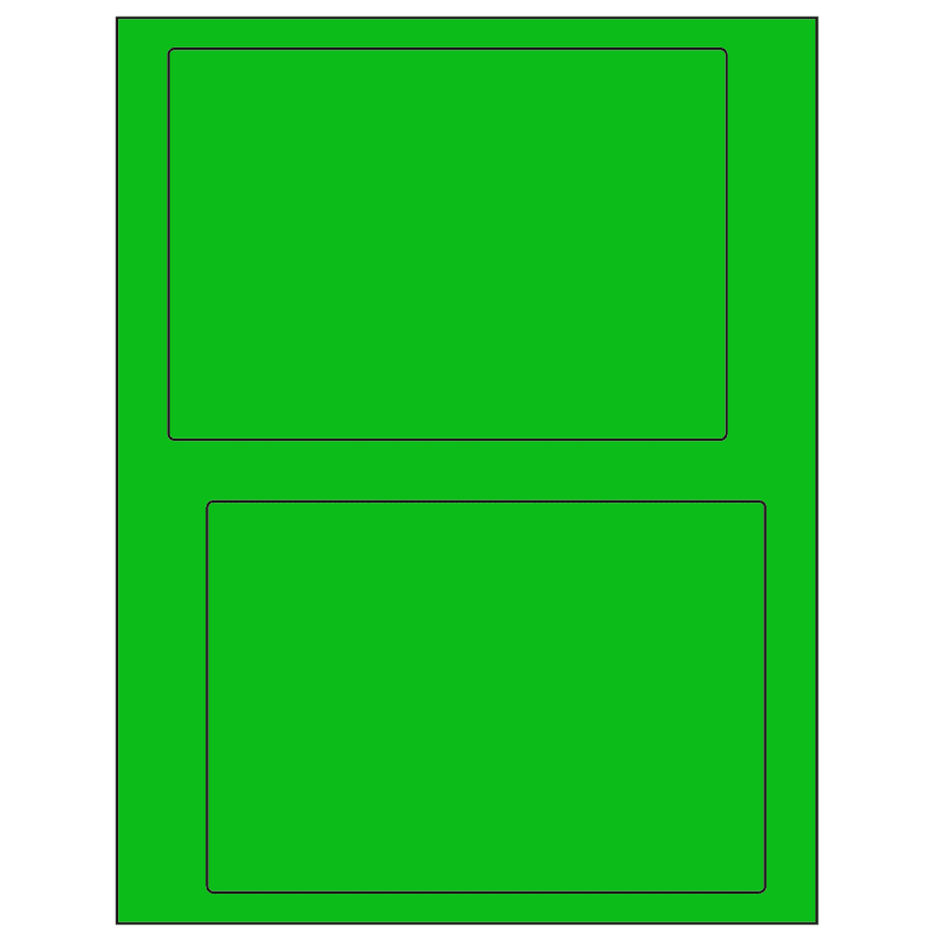 6.78" x 4.75" Fluorescent Green Rectangular Sheet Labels