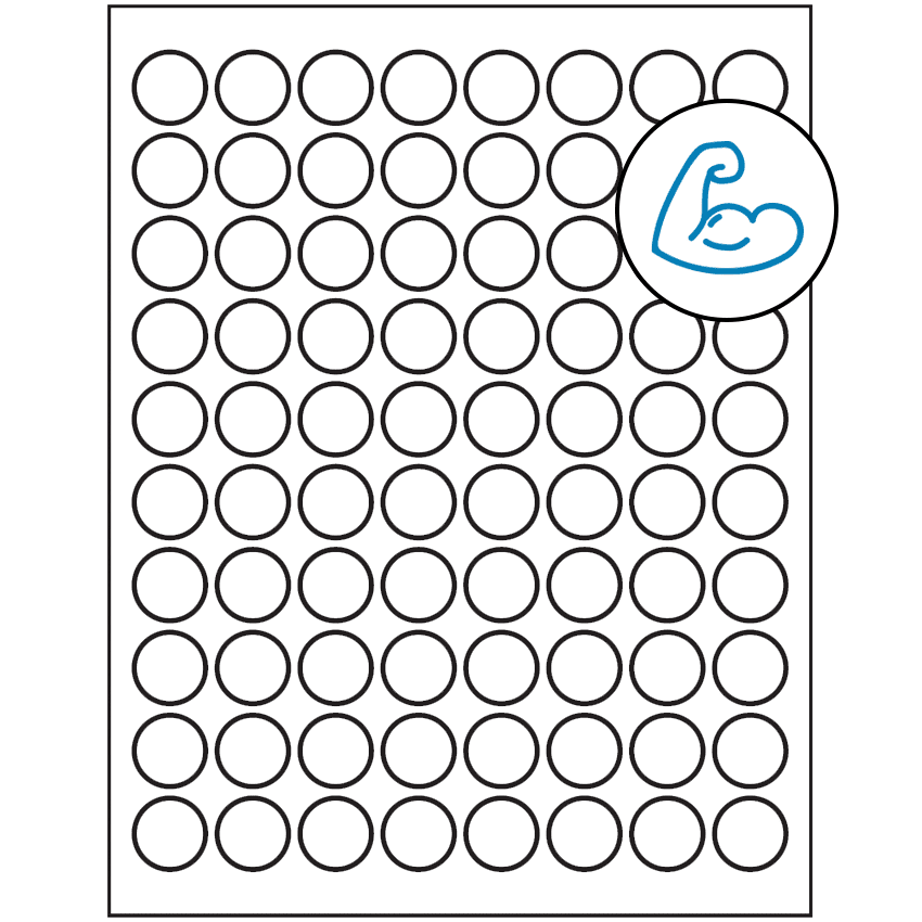 0.875" White Circular Sheet Labels - Ultra Aggressive Adhesive