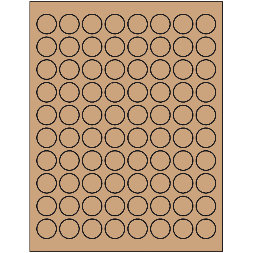 0.875" Brown Kraft Circular Sheet Labels