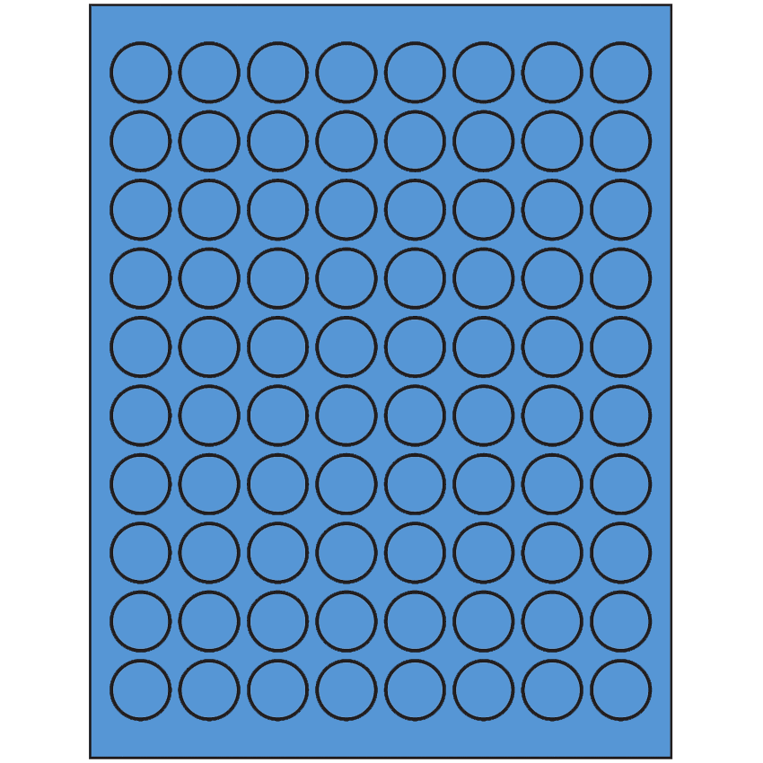 0.875" Fluorescent Blue Circular Sheet Labels