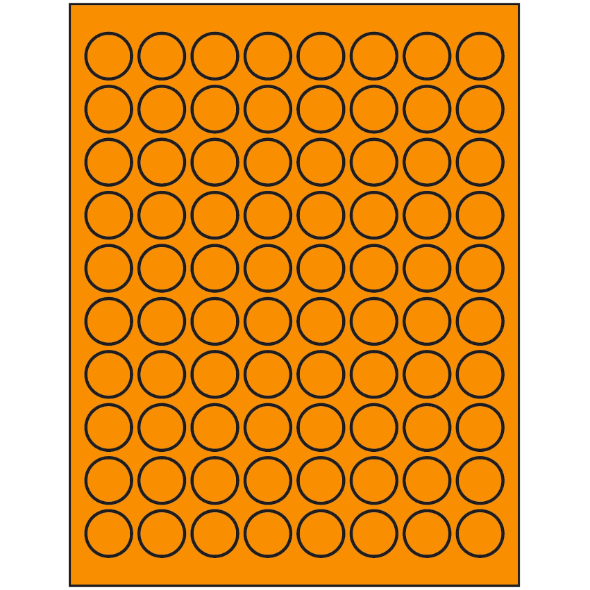0.875" Fluorescent Orange Circular Sheet Labels