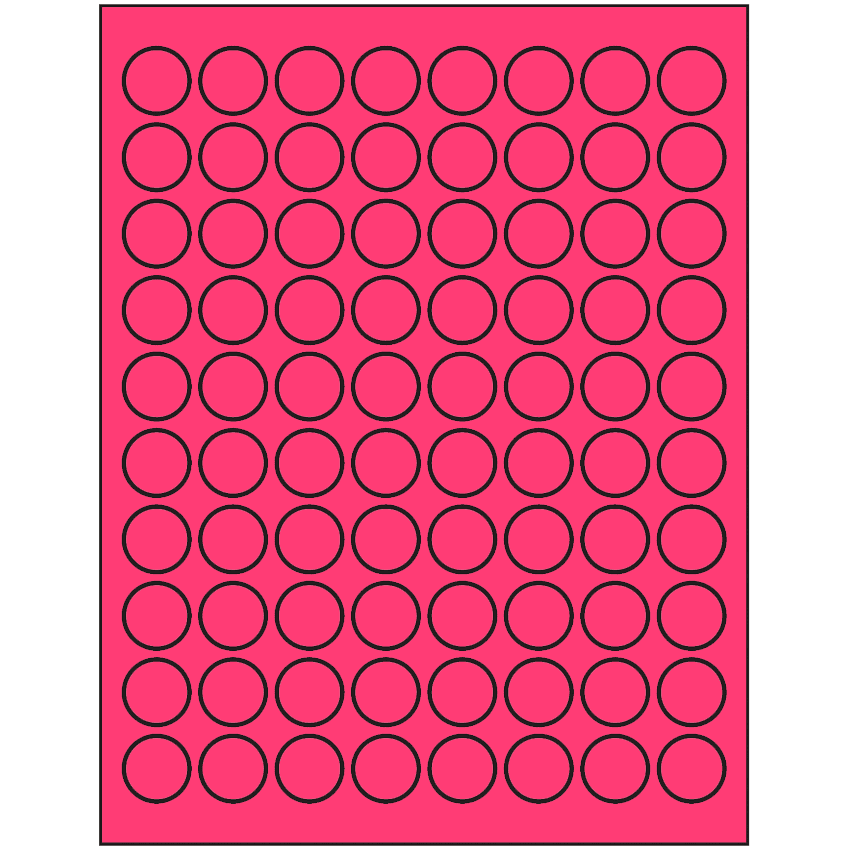 0.875" Fluorescent Pink Circular Sheet Labels