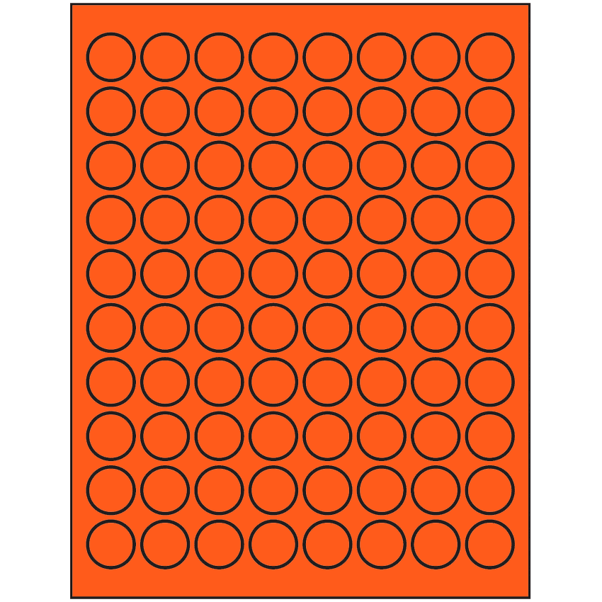 0.875" Fluorescent Red Circular Sheet Labels