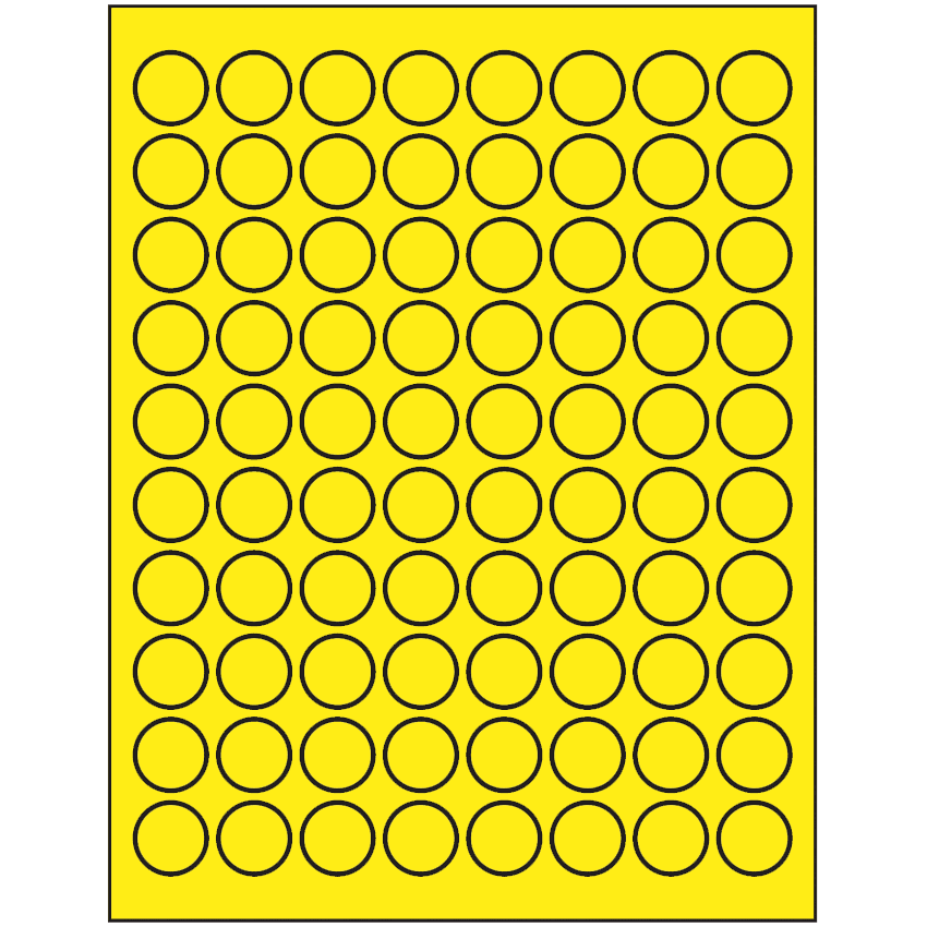 0.875" Fluorescent Yellow Circular Sheet Labels