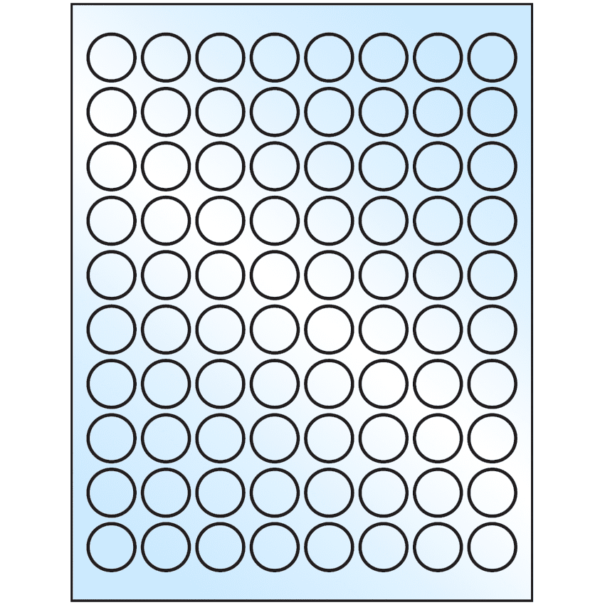 0.875" White Premium High Gloss Circular Sheet Labels