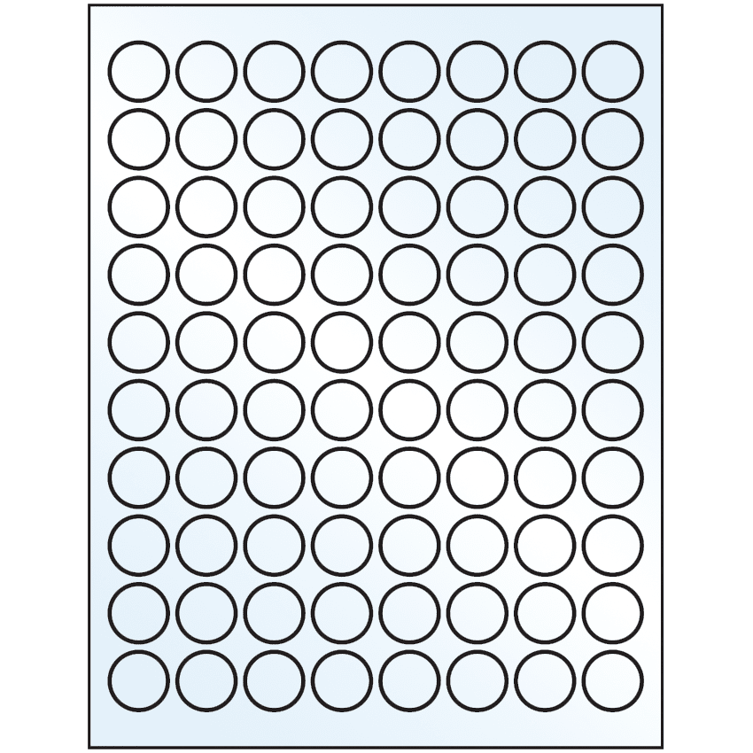 0.875" White Mid Gloss Circular Sheet Labels