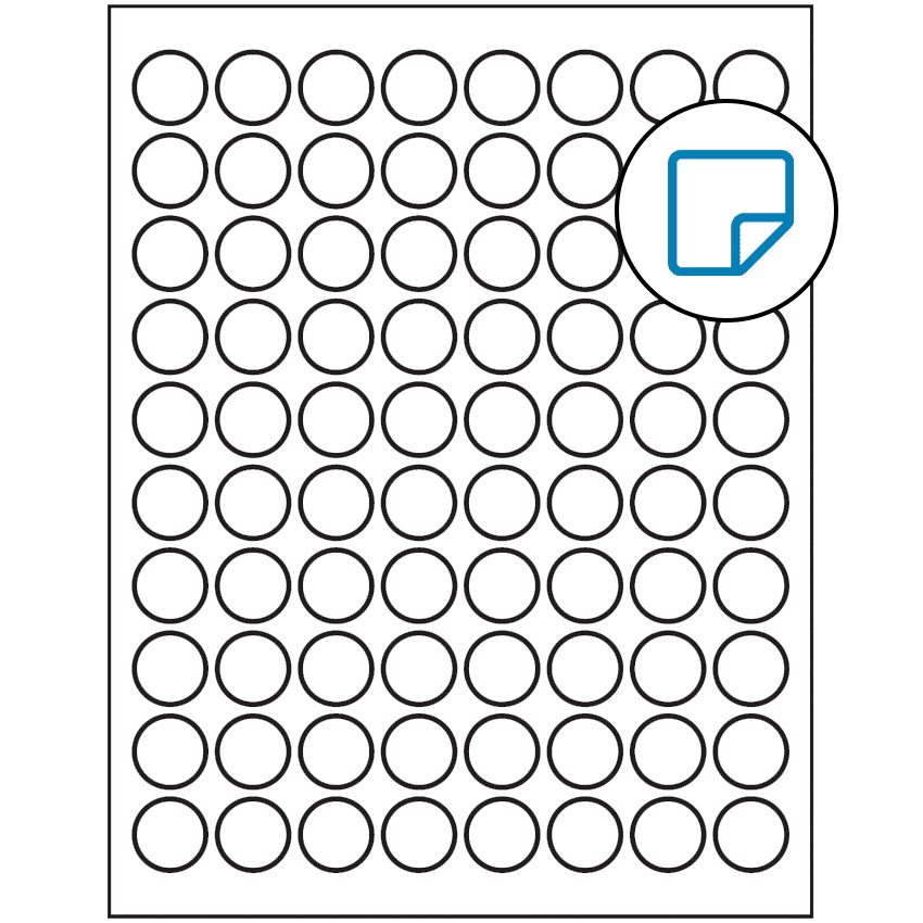 0.875" White Circular Sheet Labels - Removable Adhesive