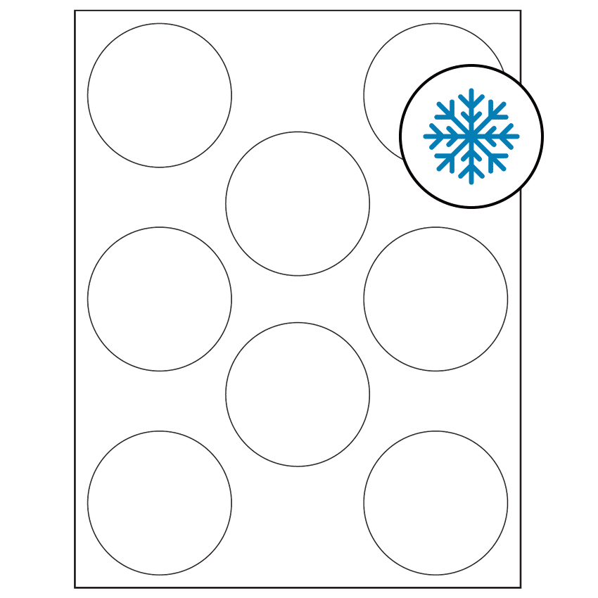 2.75" White Circular Sheet Labels - Freezer Grade Adhesive