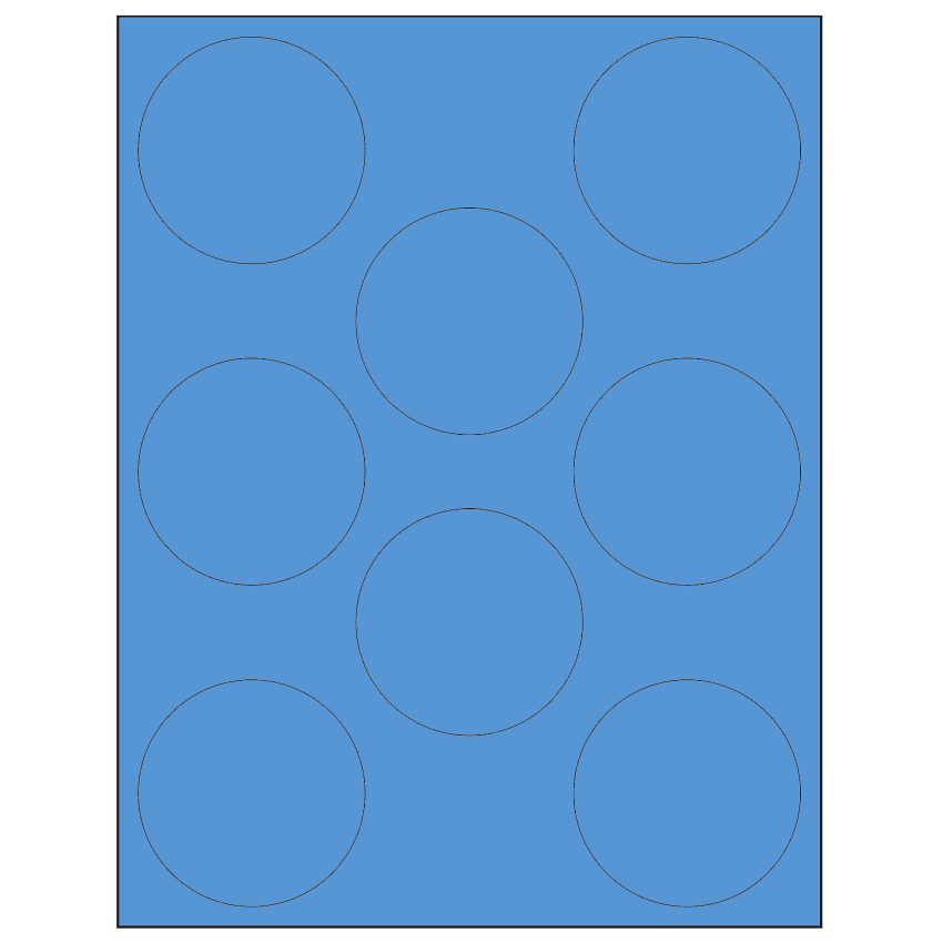 2.75" Fluorescent Blue Circular Sheet Labels