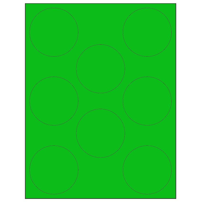 2.75" Fluorescent Green Circular Sheet Labels