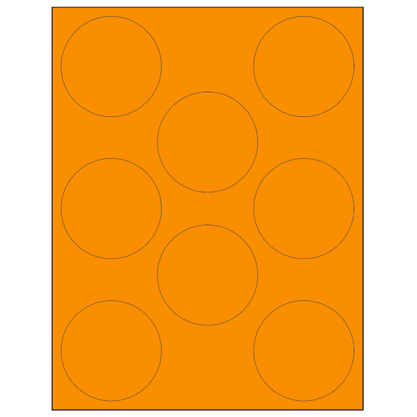 2.75" Fluorescent Orange Circular Sheet Labels