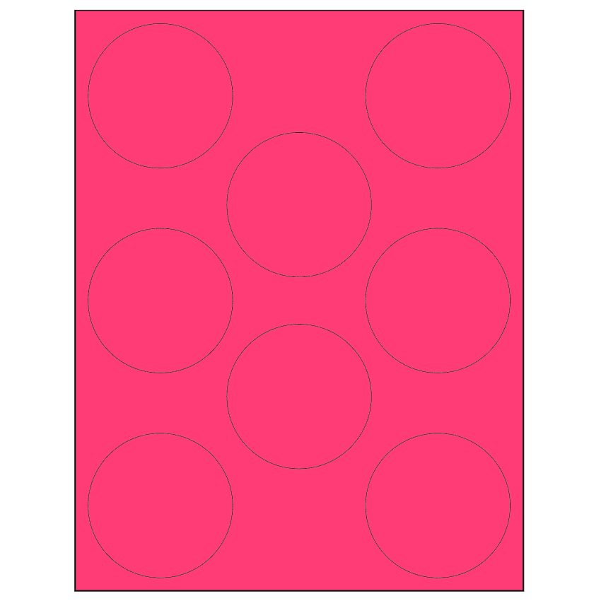 2.75" Fluorescent Pink Circular Sheet Labels