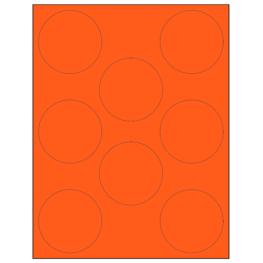 2.75" Fluorescent Red Circular Sheet Labels