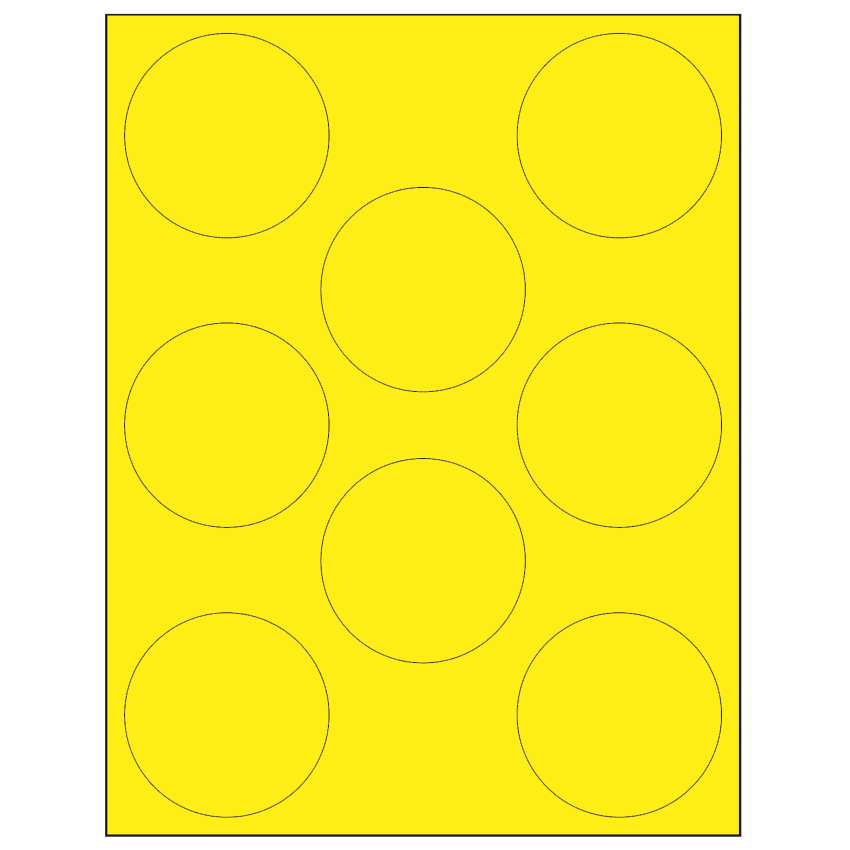 2.75" Fluorescent Yellow Circular Sheet Labels