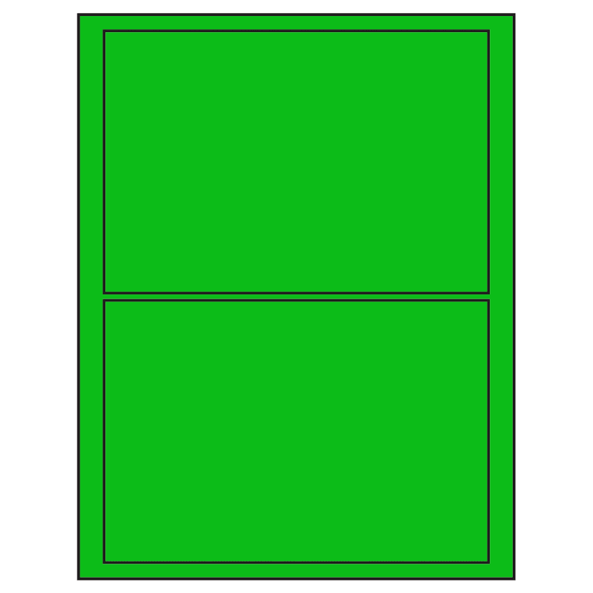 7.5" x 5.125" Fluorescent Green Rectangular Sheet Labels