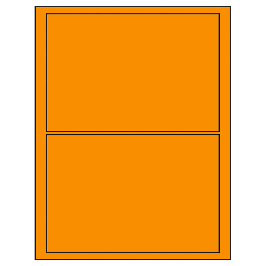 7.5" x 5.125" Fluorescent Orange Rectangular Sheet Labels