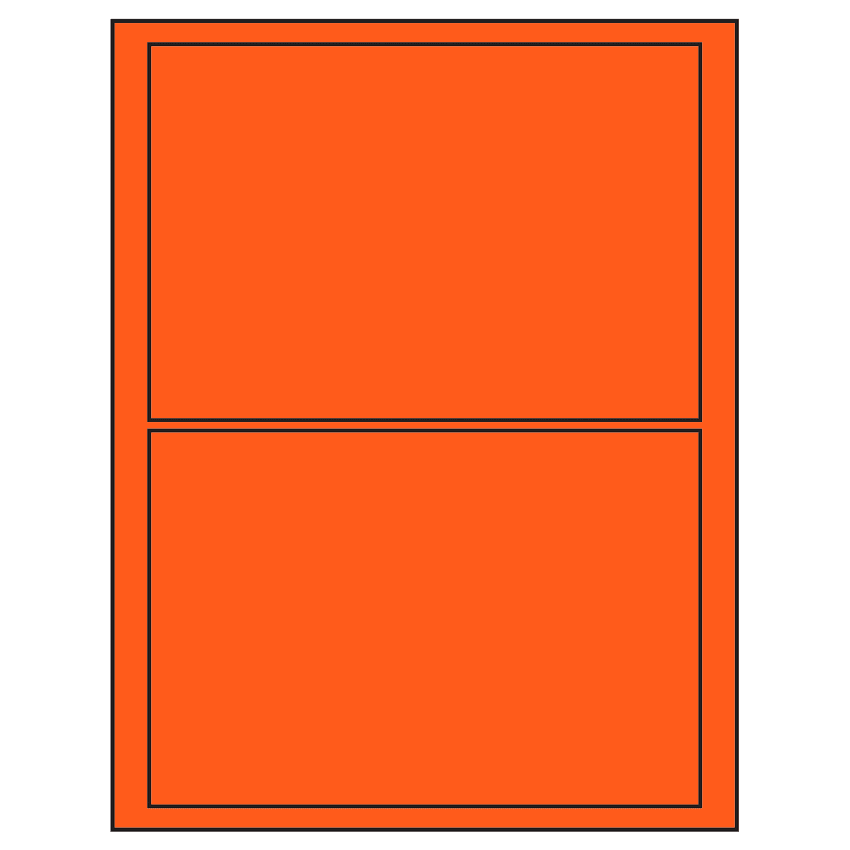 7.5" x 5.125" Fluorescent Red Rectangular Sheet Labels