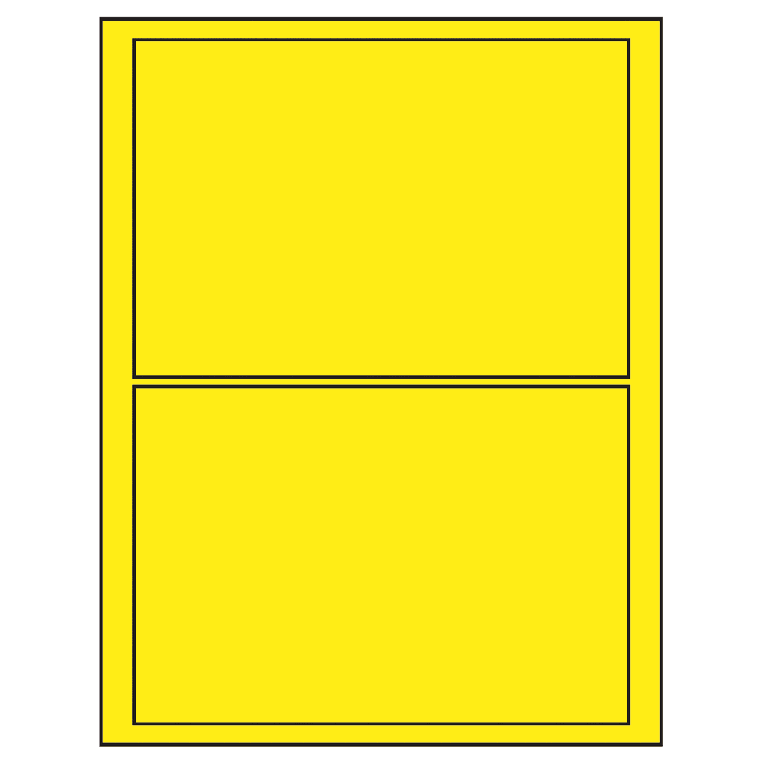 7.5" x 5.125" Fluorescent Yellow Rectangular Sheet Labels