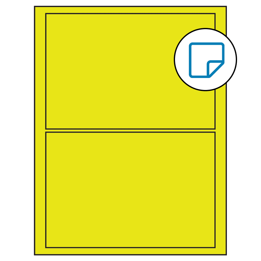 7.5" x 5.125" Fluorescent Yellow Rectangular Sheet Labels - Removable Adhesive