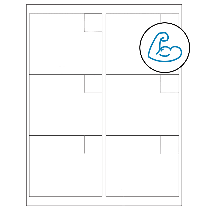 4" x 3.33" White Rectangular Sheet Labels - Ultra Aggressive Adhesive