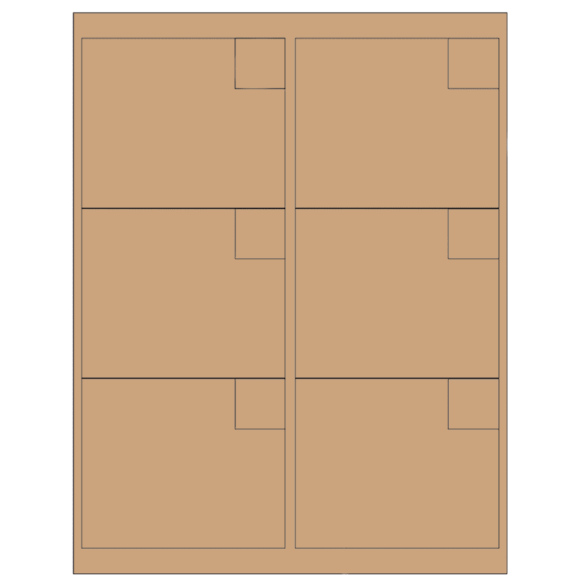 4" x 3.33" Brown Kraft Rectangular Sheet Labels