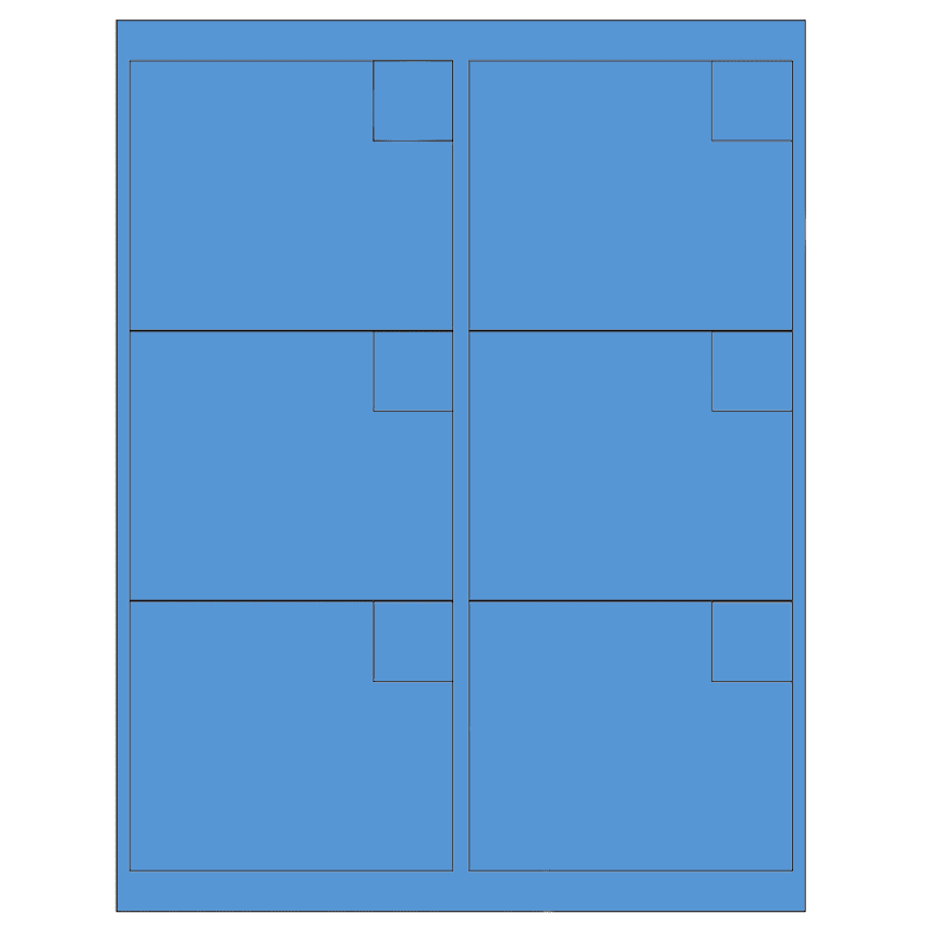 4" x 3.33" Fluorescent Blue Rectangular Sheet Labels