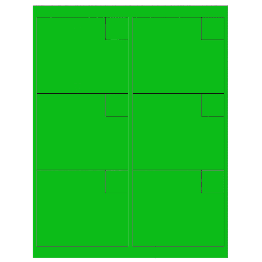 4" x 3.33" Fluorescent Green Rectangular Sheet Labels