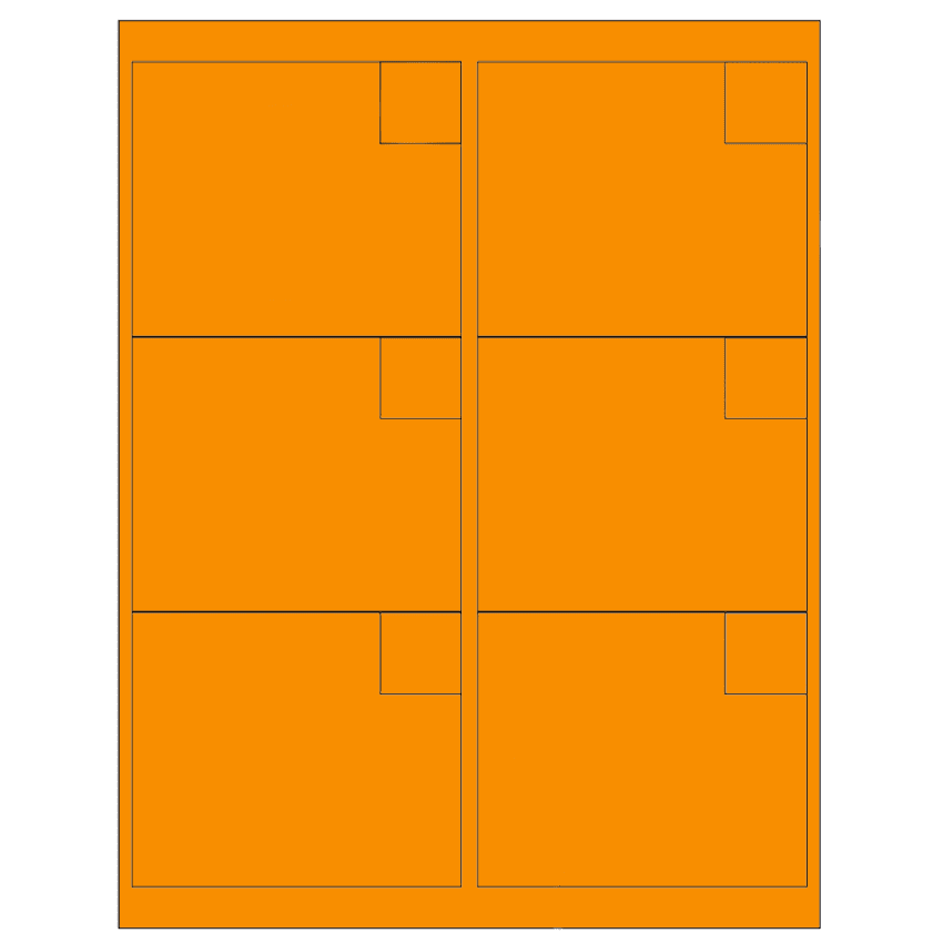 4" x 3.33" Fluorescent Orange Rectangular Sheet Labels