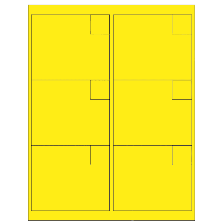 4" x 3.33" Fluorescent Yellow Rectangular Sheet Labels