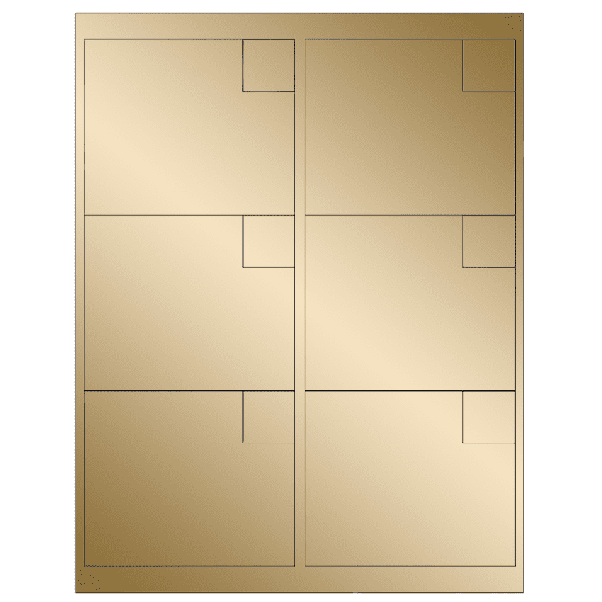 4" x 3.33" Gold Foil Rectangular Sheet Labels