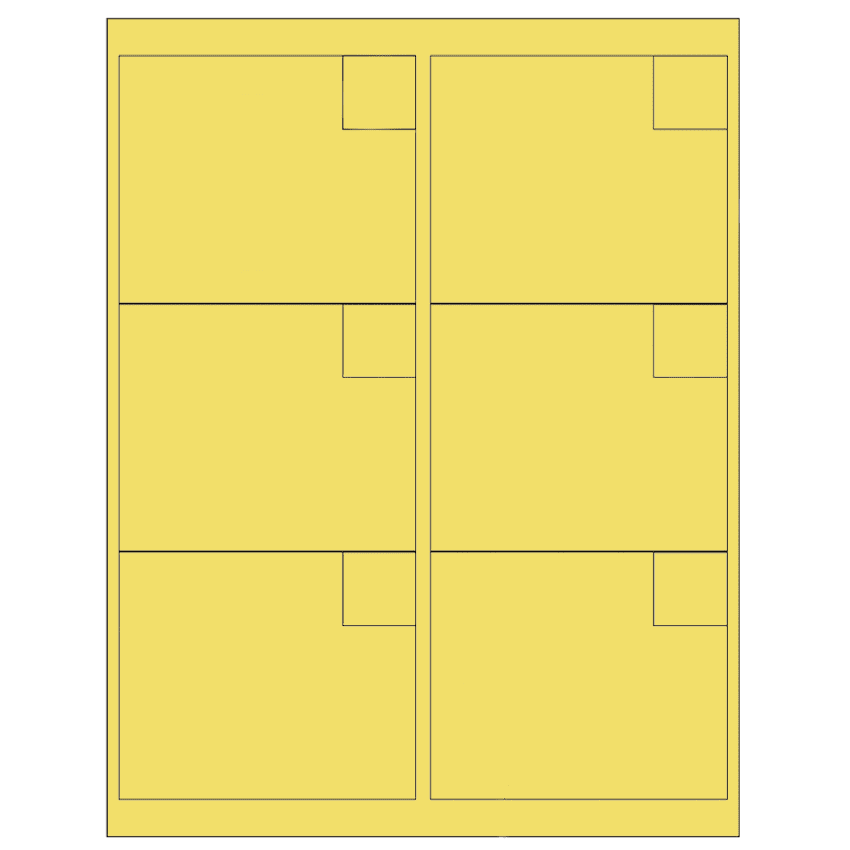 4" x 3.33" Pastel Yellow Rectangular Sheet Labels
