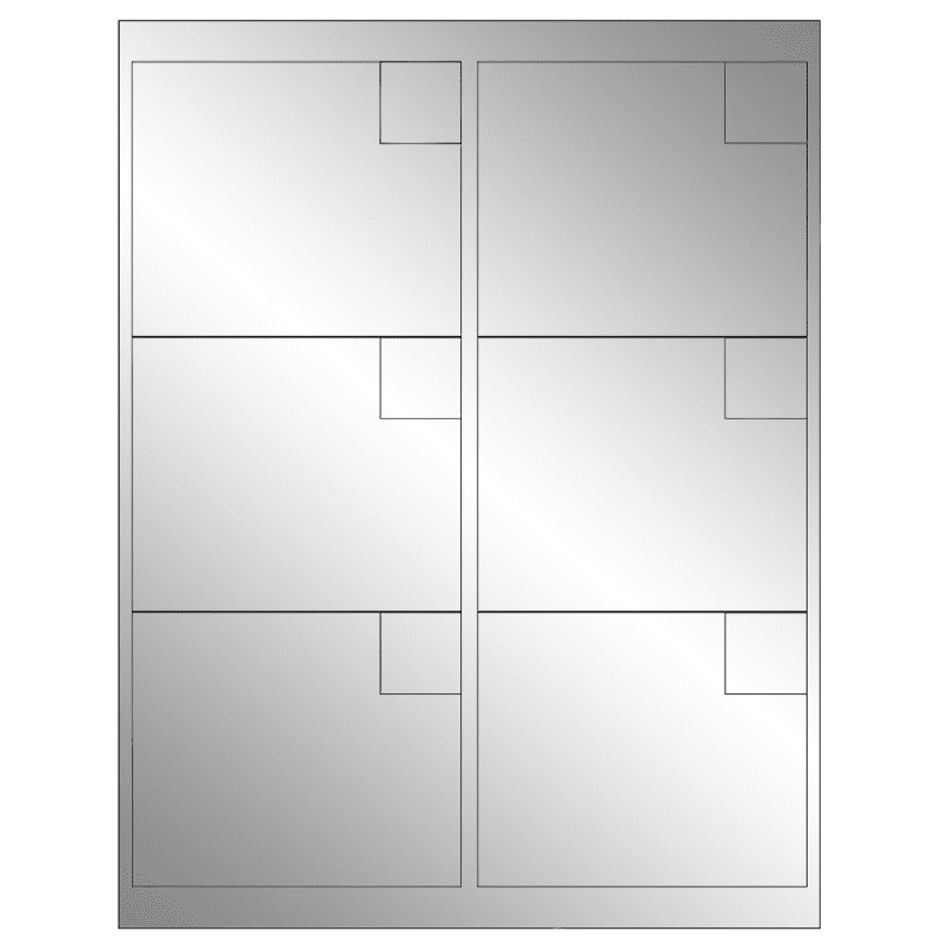 4" x 3.33" Silver Foil Rectangular Sheet Labels